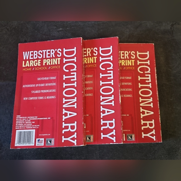 Webster Large Print Dictionary Paperback Book (set of 3) - Picture 2 of 2